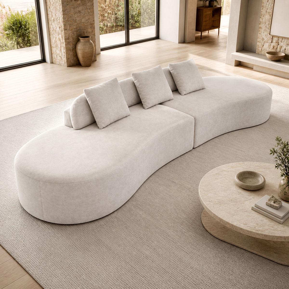 Sculpted Curved Sofa